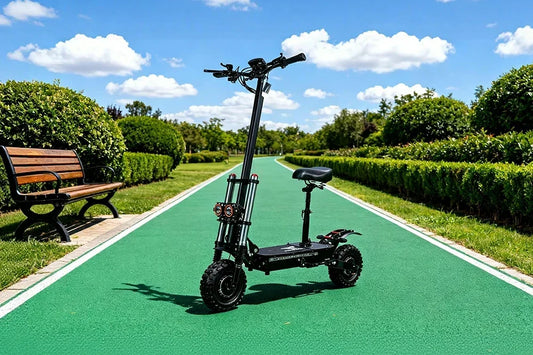 Freeboy J30 Max seated off‑road electric scooter on green park pathway